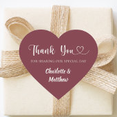 Thank you sharing our day burgundy ivory wedding Herz-Aufkleber