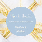 Thank you sharing our day dusty blue ivory wedding runder aufkleber