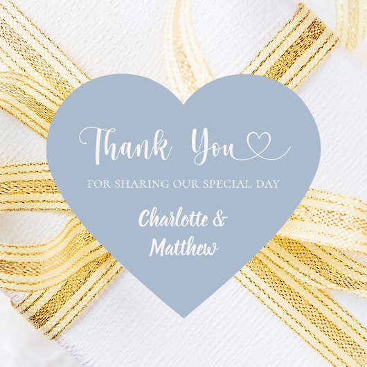 Thank you sharing our day dusty blue wedding Herz-Aufkleber