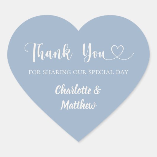 Thank you sharing our day dusty blue wedding Herz-Aufkleber (Vorderseite)