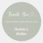 Thank you sharing our day ivory sage green wedding runder aufkleber (Vorderseite)
