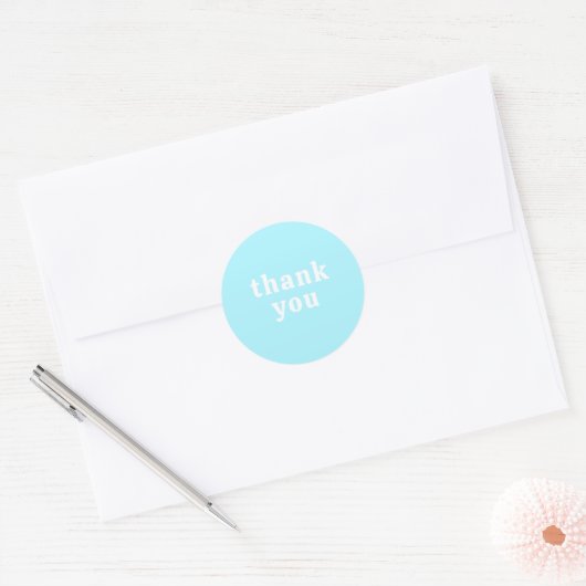 Thank You Simple Retro Font Wedding Turquoise Runder Aufkleber (Umschlag)