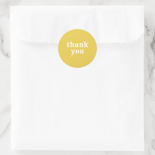 Thank You Simple Retro Font Wedding Yellow Gold Runder Aufkleber (Tasche)