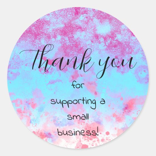 Thank You Small Business Paint Splash Personalize Runder Aufkleber (Vorderseite)