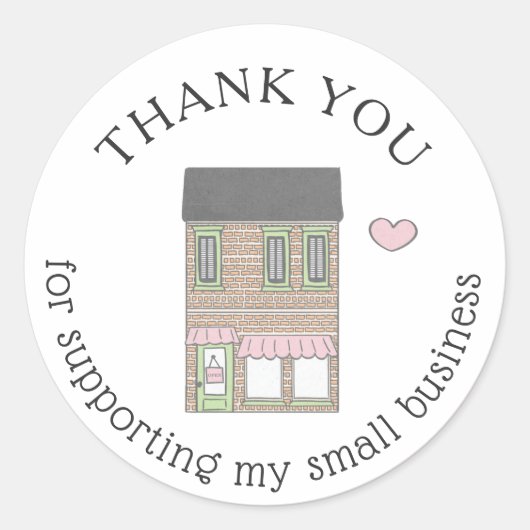 Thank You Small Business Shop Heart Runder Aufkleber (Vorderseite)