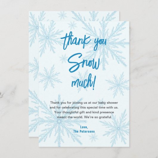 Thank You Snow Much Snowflakes Boy Baby Shower Dankeskarte (Vorne/Hinten)