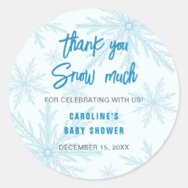Thank You Snow Much Snowflakes Boy Baby Shower Runder Aufkleber