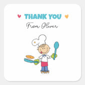 Thank You Sticker – Cute Chef Pancake Theme (Vorderseite)