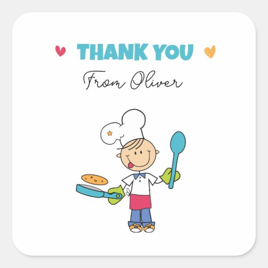 Thank You Sticker – Cute Chef Pancake Theme (Vorderseite)