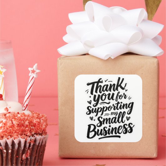 Thank You Sticker, Support Small Business Quadratischer Aufkleber (Party)