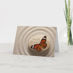 Thank You Stone in a Zen Garden With Butterfly Dankeskarte