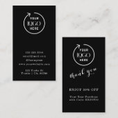Thank You Stylish Black Modern Logo Business Rabattkarte (Vorne/Hinten)
