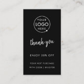 Thank You Stylish Black Modern Logo Business Rabattkarte (Vorderseite)