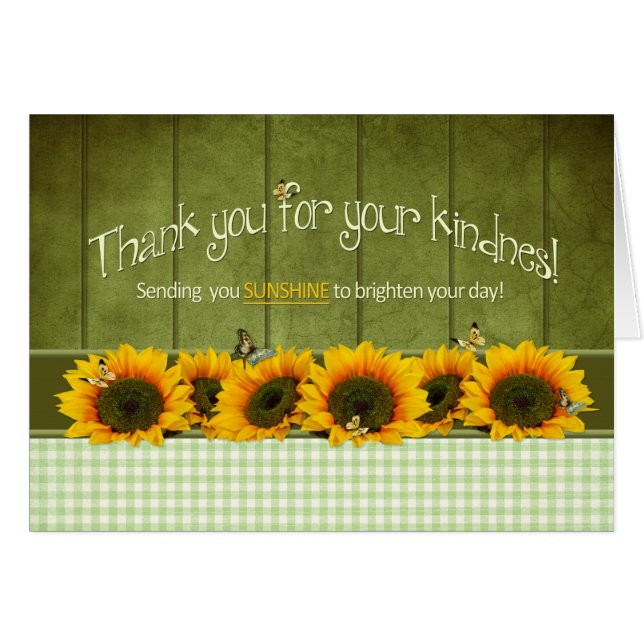 Thank You - Sunflowers and butterflies (Vorderseite (Horizontal))