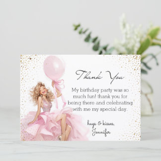  thank you sweet 16 pink dress birthday budget mitteilungskarte