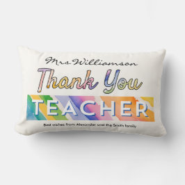 Thank You Teacher Colorful Watercolor Personalized Lendenkissen
