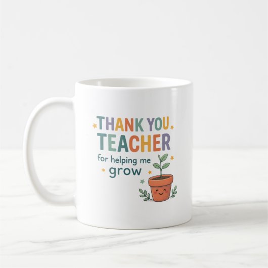 Thank You Teacher Grow Appreciation Kaffeetasse (Links)