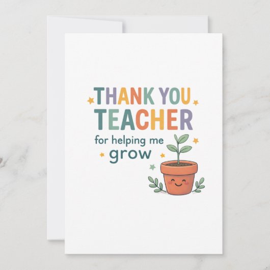 Thank You Teacher Grow Appreciation Karte (Vorderseite)