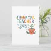 Thank You Teacher Grow Appreciation Karte (Stehend Vorderseite)