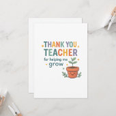 Thank You Teacher Grow Appreciation Karte (Vorderseite/Rückseite Beispiel)