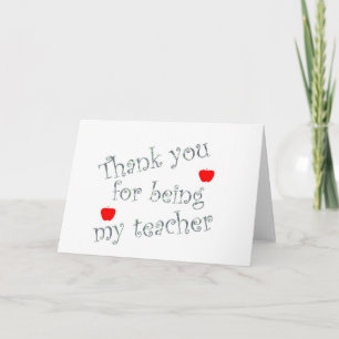 Thank You Teacher Red Apples Appreciation Dankeskarte