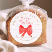 Thank You Teacher Red Bow Note Paper Runder Aufkleber