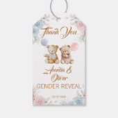 Thank You Teddy Bear Pink Blue Gender Reveal Geschenkanhänger (Vorderseite)