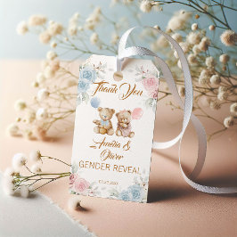 Thank You Teddy Bear Pink Blue Gender Reveal Geschenkanhänger