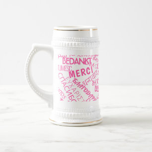Thank You Text Beer Stein Multi Language Word Bierglas