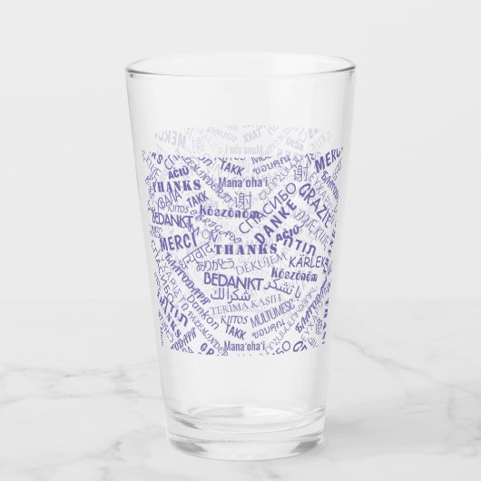 Thank You Text Glass Multi Language Word Glas (Vorderseite)