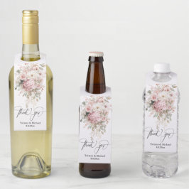 thank you, watercolor pink floral bouquet wedding flaschenanhänger