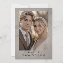 Thank You Wedding Card Photo Subtle Leaves Dankeskarte