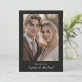 Thank You Wedding Card Photograph Modern Floral Dankeskarte (Stehend Vorderseite)