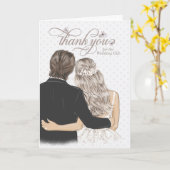 Thank You Wedding Gift Bride and Groom Taupe Karte (Gelbe Blume)