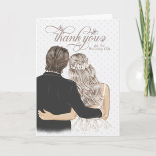 Thank You Wedding Gift Bride and Groom Taupe Karte