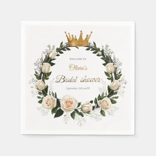 Thank You White Roses & Baby’s Breath  Serviette (Vorderseite)