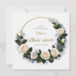 Thank You White Roses & Blue Baby’s Breath  Dankeskarte