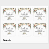Thank You White Winter Flowers Wedding Quadratischer Aufkleber (Blatt)