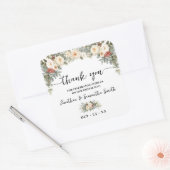 Thank You White Winter Flowers Wedding Quadratischer Aufkleber (Umschlag)