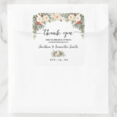 Thank You White Winter Flowers Wedding Quadratischer Aufkleber (Tasche)