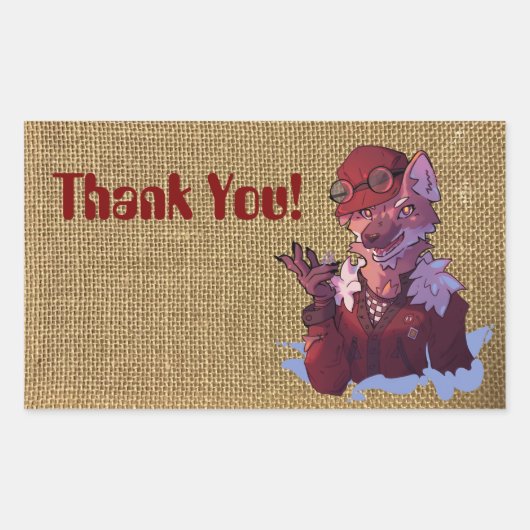 Thank you wolf rechteckiger aufkleber (Vorderseite)
