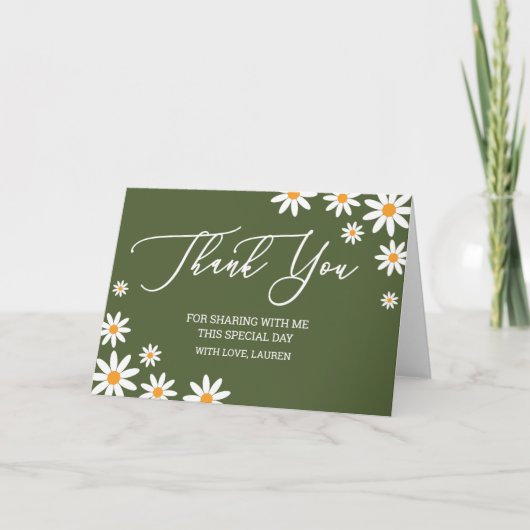 Thank yoy card boho Daisy green Dankeskarte (Vorderseite)