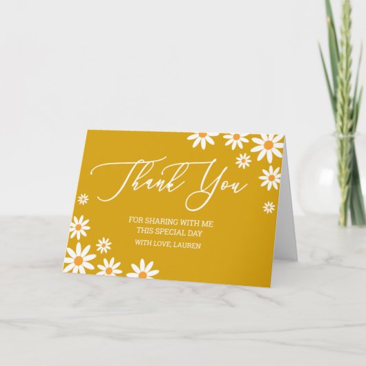 Thank yoy card boho Daisy mustard Dankeskarte (Vorderseite)