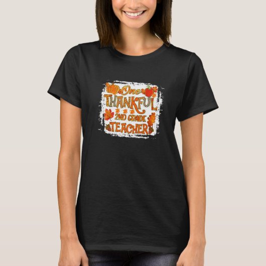 Thankful 2nd Grade Teacher Pumpkin Fall Leopard Th T-Shirt (Vorderseite)