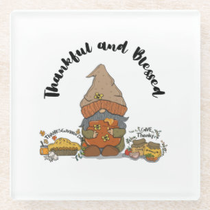 Thankful and Blessed Gnome Glasuntersetzer