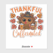 Thankful And Caffeinated Funny Thanksgiving Coffee Aufkleber (Blatt)