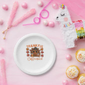 Thankful And Caffeinated Funny Thanksgiving Coffee Pappteller (Party)