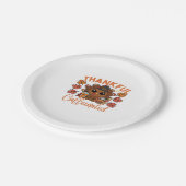 Thankful And Caffeinated Funny Thanksgiving Coffee Pappteller (Schrägansicht)