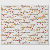 Thankful & Blessed Text With Autumn Leaves Geschenkpapier (Flach)