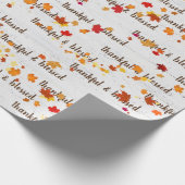 Thankful & Blessed Text With Autumn Leaves Geschenkpapier (Ecke)